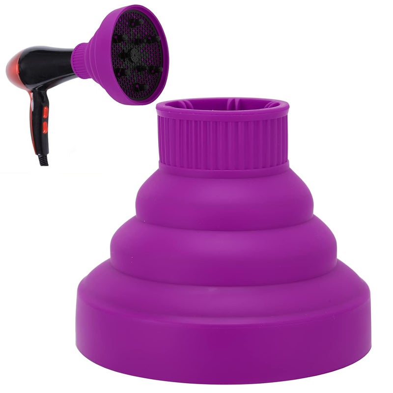 woobles Universal Hair Diffuser, Collapsible Hair Dryer Diffuser Portable Travel Folding Hair Blow Dryer Diffuser Curly or Wavy Hair Styling Tool Hair Dryer Diffuser Nozzle for Hair Dryers(purple) - Image 3